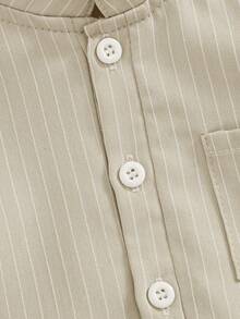 SHEIN Toddler Infant Baby Boys Traditional Casual Long Sleeve Stand Collar Button Half-Open Front Pocket Robe Top, Adjustable Sleeve Length, Side Slit Hem Design, Arabic Dishdasha, Islamic Clothing, Kaftan, Saudi Arabian Outfit, Robe, Boys White Kurta, Boys White School Thobe, Boys Kurtas, Basic Silhouette Suitable For Spring, Summer, Autumn, Winter,3M-3T - Khaki - View 5