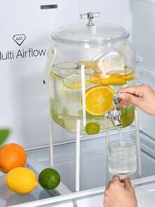 1 Set, Summer Household Cold Water Pitcher, With Faucet, Large Capacity, Refrigerator, Cold Water Pitcher, Fruit Tea Pitcher, Household Water And Beverage Container, Ice Water Cup For Juice. - Transparent - View 7