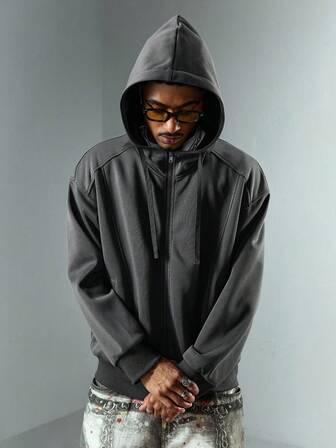 Sudadera con capucha de unicolor casual para hombres