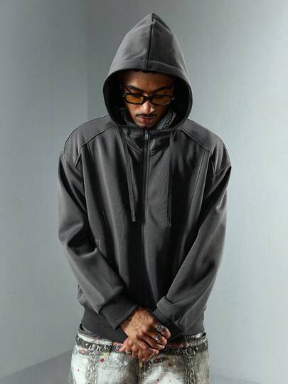 Herren Lässig Einfarbiger Kapuzenpullover