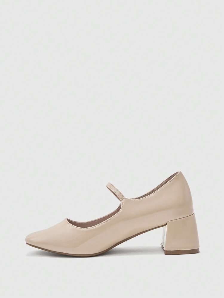 CUCCOO BIZCHIC Women's Square Toe Buckle Design Fashionable High Heels For Daily Wear Valentine's Day