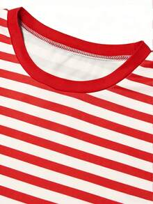 Resyla Women's Casual Fashion Faux Pearl & Rhinestone Heart Print Short Sleeve Round Neck T-Shirt - Multicolor - View 5