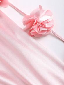 Sweetra 女士春季露背性感紧身连衣裙，花卉吊带，舒适优雅，适合外出穿着，粉色 - 粉色 - 查看 6