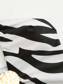 Bonvoyette 斑马纹抹胸连体泳衣，性感显瘦，春夏流行款 - 彩色 - 查看 7