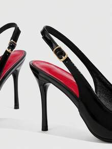 CUCCOO SZL Women's Fashion Versatile Pointed Toe Buckle Pumps - Black - View 6