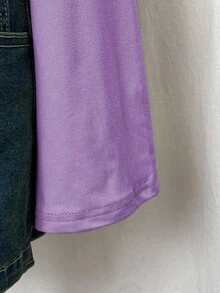 EgrlEra Áo thun nữ cổ chữ V nhún bèo, kiểu dáng thường ngày, đa năng, tay loe, thích hợp cho kỳ nghỉ, du lịch. - Màu tím hoa cà - Xem 3