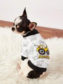 PETSIN 1 Pc Yellow Excavator Letter Printed Pet Casual Style Autumn And Winter Thick Warm Pet Clothes - Multicolor - View 9