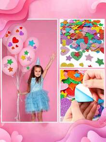 150张彩色闪光泡沫贴纸，自粘星星、迷你爱心形状闪光贴纸，儿童派对礼物，美术工艺用品，适用于DIY手工、剪贴簿、DIY卡片、信封和家居装饰 - 彩色 - 查看 4