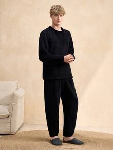 EverLounge Conjunto de ropa interior térmica para hombre, camiseta de manga larga y pantalones, otoño/invierno - Negro - Ver 4