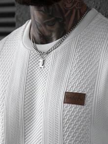 EGENSIO Men's Casual Letter Textured T-Shirt, Summer - White - View 3