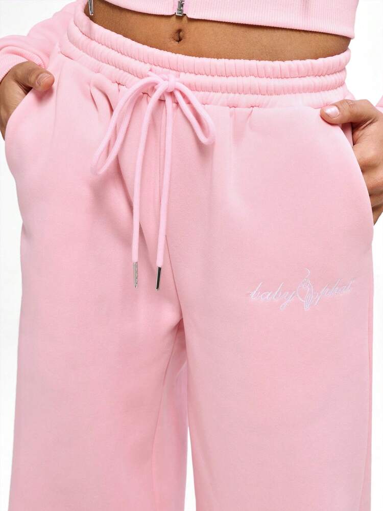 BABYPHAT Cozy Winter Drawstring Waist Pink Fleece Sweatpants With Comfortable Jogger Style And Soft Brushed Interior For Loungewear