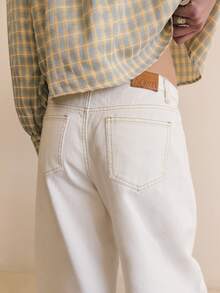 Nöista High-Rise Wide-Leg Denim Pants With Sculptural Volume And Contrast Seam Detailing. Clean, Modern And Effortlessly Chic, These Statement Jeans Are Perfect For Everyday Wear, Minimalist Styling And Fresh Spring. Structured Yet Comfortable, Flattering, Versatile And Easy To Up Or Down. - White - View 6
