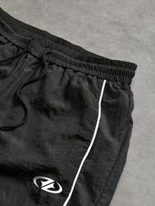 Manfinity Sport Polished Men's Contrast Trim Sports Pants, Outdoor Sweat Pants - Black - View 5