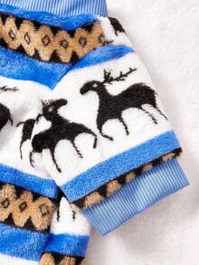PETSIN 1 Pet With Hat, Blue And White Christmas Deer And Snowflake Pattern, Flannel Material - Blue - View 5