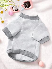 PETSIN 1件白色拖拉机字母印花宠物灰色休闲风秋冬加厚保暖宠物服装 - 灰色 - 查看 8