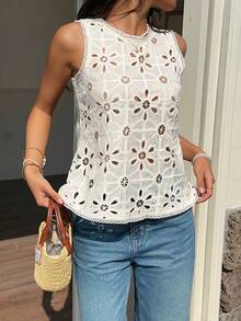 Serisse Áo tank top không tay hở lưng màu trơn dành cho nữ, có nơ rỗng. - Màu be - Xem 9