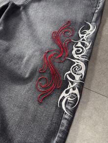 ROMWE MEN 男士撞色休闲牛仔裤 - 灰色 - 查看 4