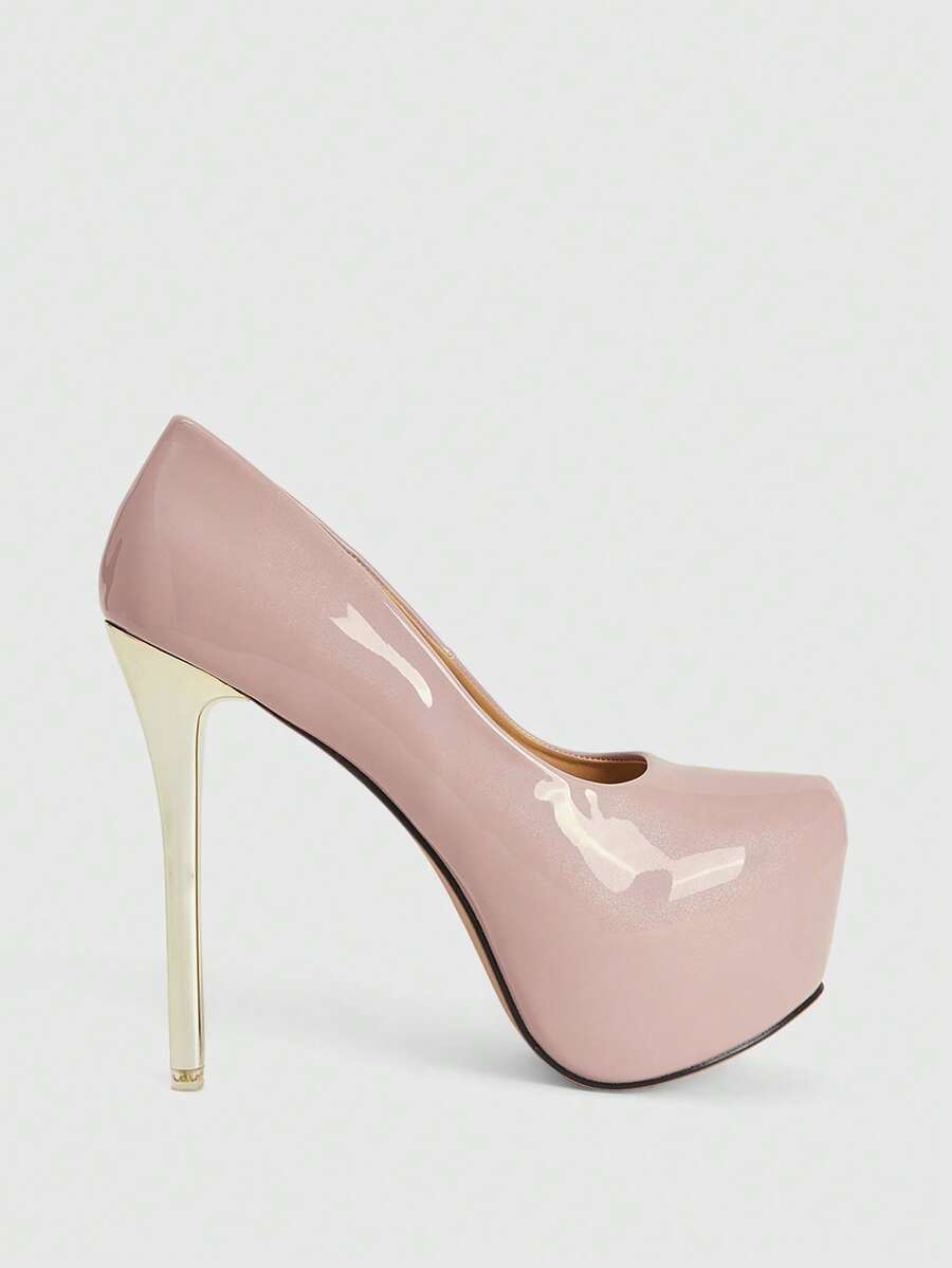 CUCCOO LuxiPop 女士时尚优雅派对厚底高跟鞋 - 杏色 - 查看 1