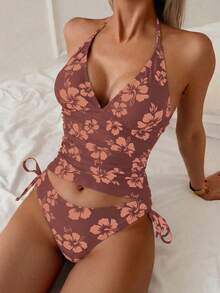 Swim Mod Bộ bikini hai mảnh họa tiết hoa nhí nhiệt đới dành cho nữ, trang phục nghỉ dưỡng thường ngày. - Nhiều màu - Xem 3