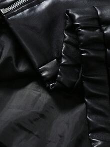 Manfinity LEGND Men's Casual Fashion Street Embroidered Letter Pattern Zip-Up PU Leather Jacket, Autumn Mens Leather Jacket Mens Gothic Clothes Mens Cargo Pants Leather Tracksuit Men Y2k Tracksuit Men - Black - View 4