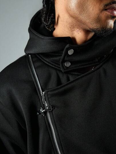 Goth sweat-shirt à capuche zippé polyvalent et décontracté avec boucle avion pour hommes