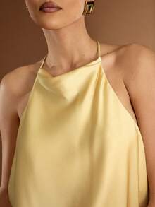 Hauture 女士露背吊带休闲百搭度假上衣 - 黃色 - 查看 4