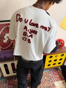 PAVTROS Men T-Shirts,Vintage,Personalised ,Vacation,Men's,Party,Y2k,Summer,Festival,New Years,Search.A Humorous Rhetorical Question Embroidered With Towels: "Do You Love Me?" With An Accompanying Answer.