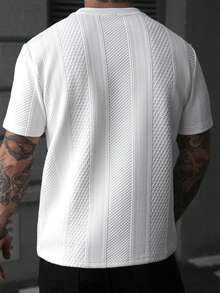 EGENSIO Men's Casual Letter Textured T-Shirt, Summer - White - View 2