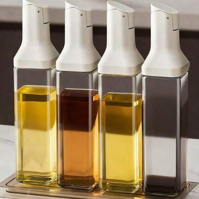 1 件 500 毫升厨房橄榄油分配器瓶、自动翻转醋分配器、防漏酱油分配器、玻璃调味瓶、防滴漏喷嘴烹饪分配器、玻璃瓶