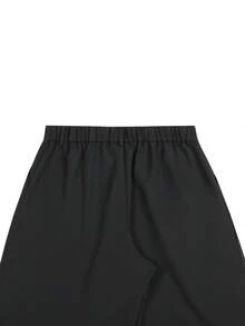 Manfinity Homme Men's Black Suit Pants, Casual Fashion Straight-Leg Trousers With Pleated Design Japanese Pants Baggy Black Pants Mens Pleated Suit Pants Korean Pants Men Men Baggy Wide Pants - Black - View 5