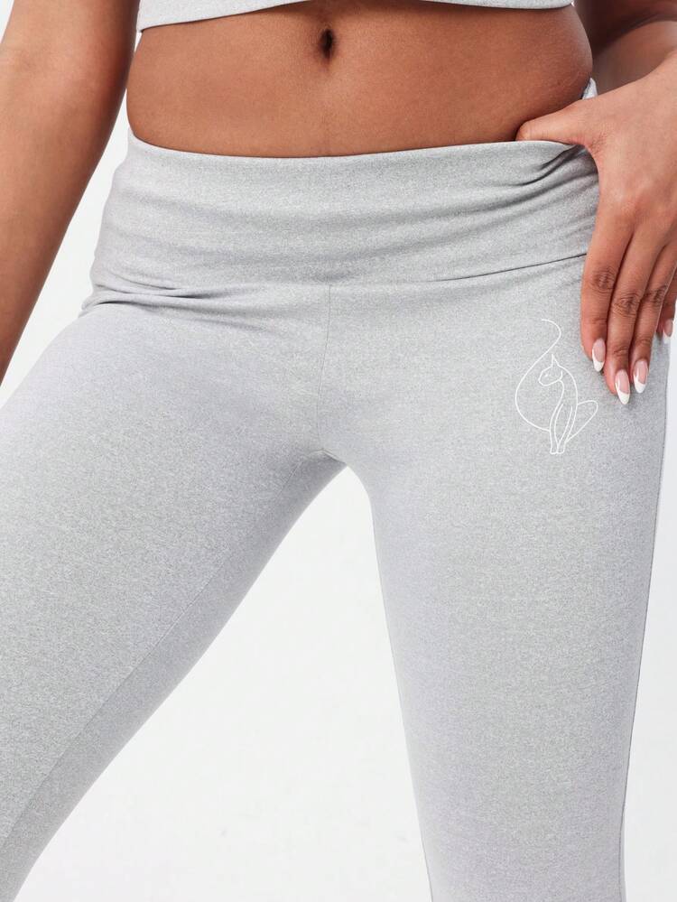 BABYPHAT Casual Lounge Flare Pants With Logo Script Print High Rise Wide Leg Bottoms Comfortable Relaxed Fit Elastic Waistband