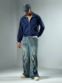 ROMWE MEN Men's Plaid Casual College Style Jacket, Autumn/Winter - Multicolor - View 4