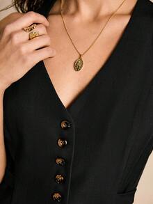 Poéselle Chaleco informal de mujer de un solo botonadura y unicolor - Negro - Ver 5