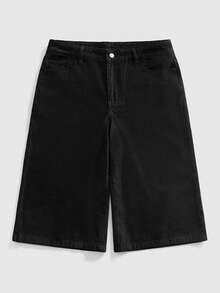 ROMWE MEN Street Life Bermudas casuales de mezclilla con bordado de sakura en el bolsillo para hombre - Azul - Ver 8