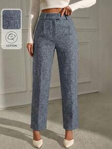 Women's Herringbone Straight Leg Loose Elegant Pants