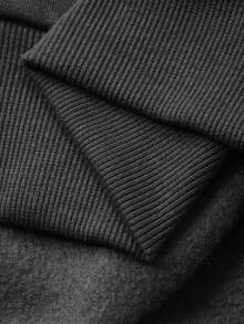 Livesso Áo sweatshirt dài tay cổ bẻ phối màu dành cho nữ, kiểu dáng thường ngày, đa năng cho du lịch và giải trí, thích hợp cho mùa thu/đông. - Màu xám đen - Xem 6