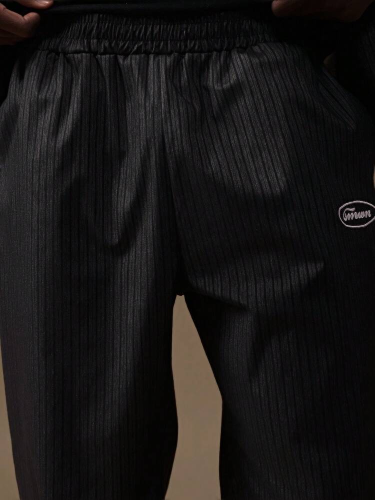 Textured Pinstripe Shirt And Pants Set