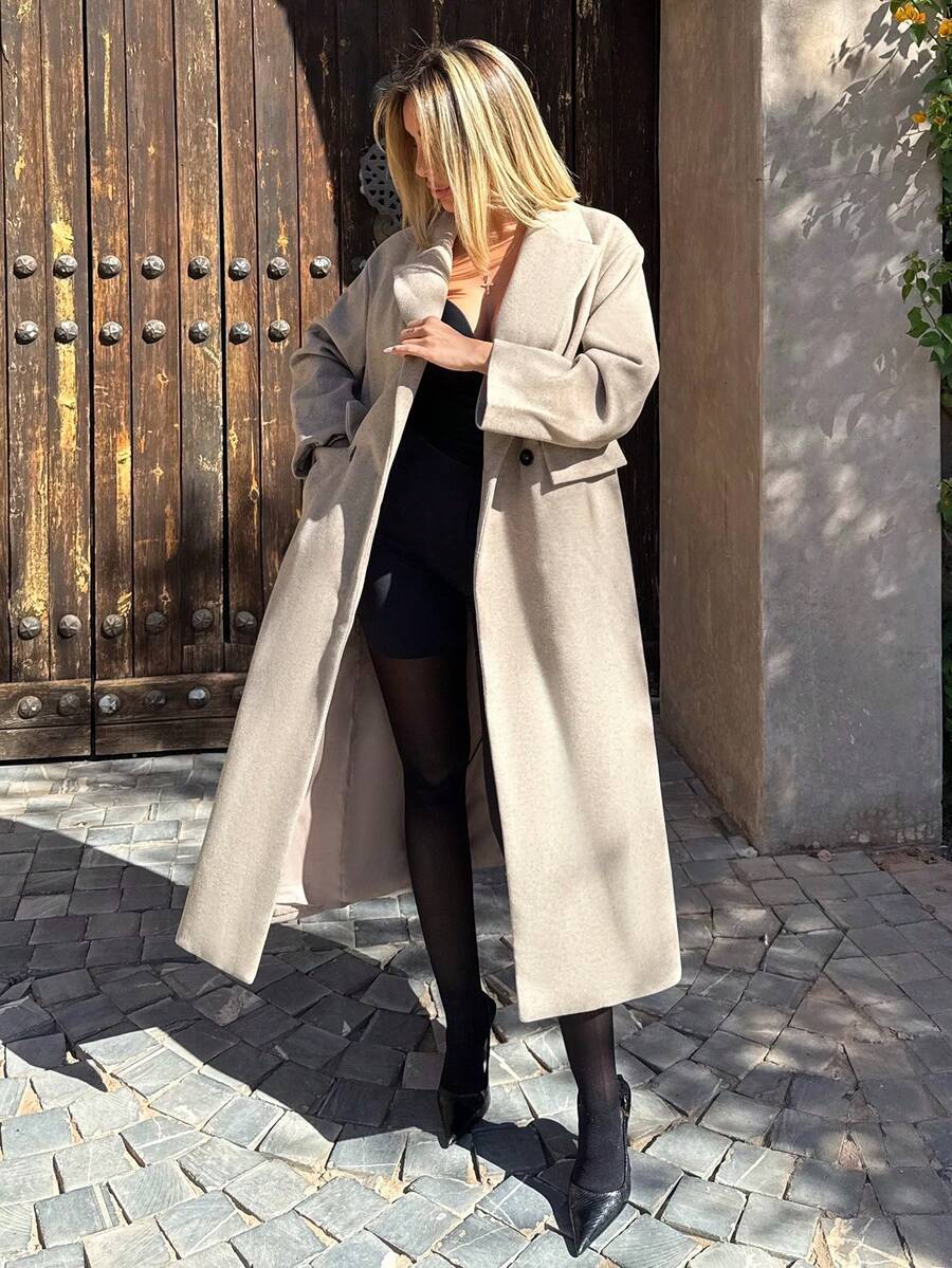 Mélanie ORL 休闲长款毛领夹克 - 駝色 - 查看 1