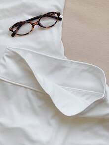 SHEIN EZwear 純色高腰迷你短褲裙 - 白色 - 查看 4