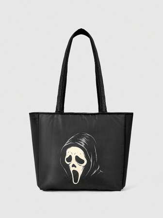 Goth Borsa a spalla portatile di grande capacità con grafica a figura per donne