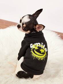 PETSIN 1 Pc Face Letter Printed Pet Black Casual Style Autumn And Winter Thick Warm Pet Clothes - Black - View 3