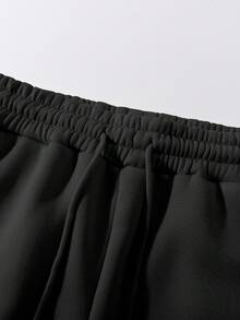 Manfinity Homme 男士落肩长袖抽绳连帽宽松卫衣两件套，圣诞礼物，男士两件套，新年套装，男装，男士礼物，男士慢跑套装，男士连帽衫和运动裤套装，男士运动服套装，男士两件套 - 黑色 - 查看 6