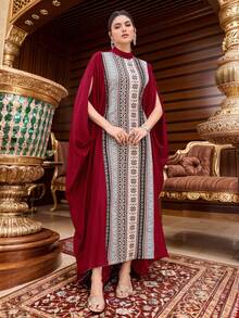 Al Najma Women's Vintage Style Printed Loose Dress