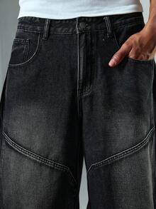 Street Life Jeans casuales de moda para hombres, para uso diario y viajes, con efecto lavado y desgastado. Cinturón no incluido - Negro - Ver 2