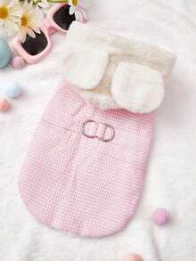 PETSIN 1pc 2 In 1 Cute Thermal Lined Warm Leash-Attached Pet Jacket For Autumn/Winter