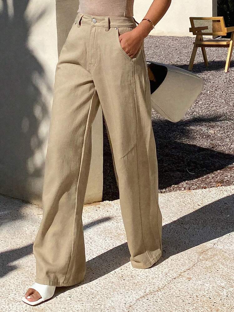 Women's Regular Waist Loose Straight Leg Distressed Washed Casual Jeans