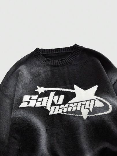 Street Life Maglione casual da uomo in maglia con effetto Tintura a nodi grigio