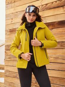 OutZeal 女士滑雪服冲锋衣保暖冬季徒步滑雪外套防水防风绗缝内衬带拉链口袋 - 黃色 - 查看 7