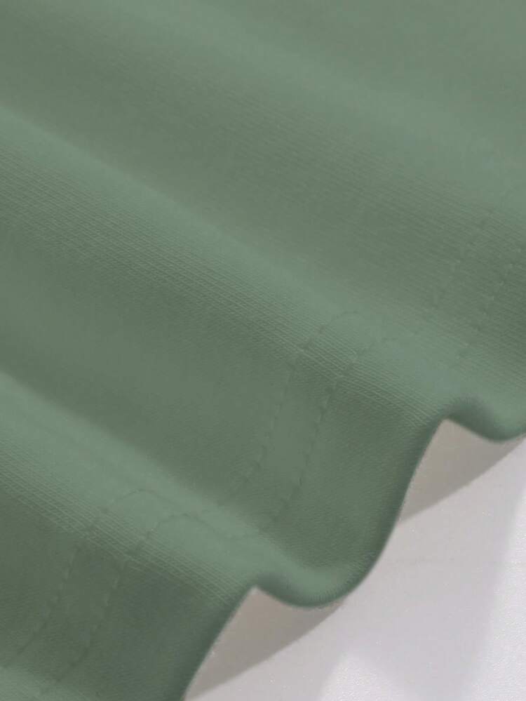 Solid Color Round Neck Raglan Long Sleeve Loose Casual Minimalist T-Shirt