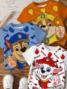 SHEIN | PAW Patrol Bộ 2 áo thun ngắn tay cổ tròn in hình hoạt hình dành cho bé trai. - Nhiều màu - Xem 1